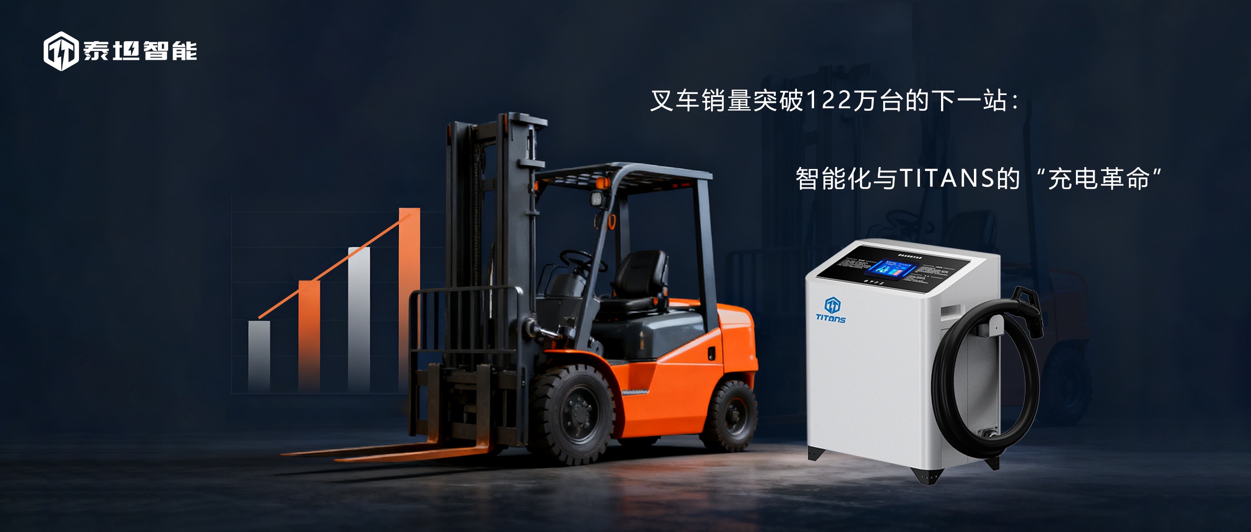泰坦智能 | 叉車累計銷量超122萬臺，提升30%充電效率！